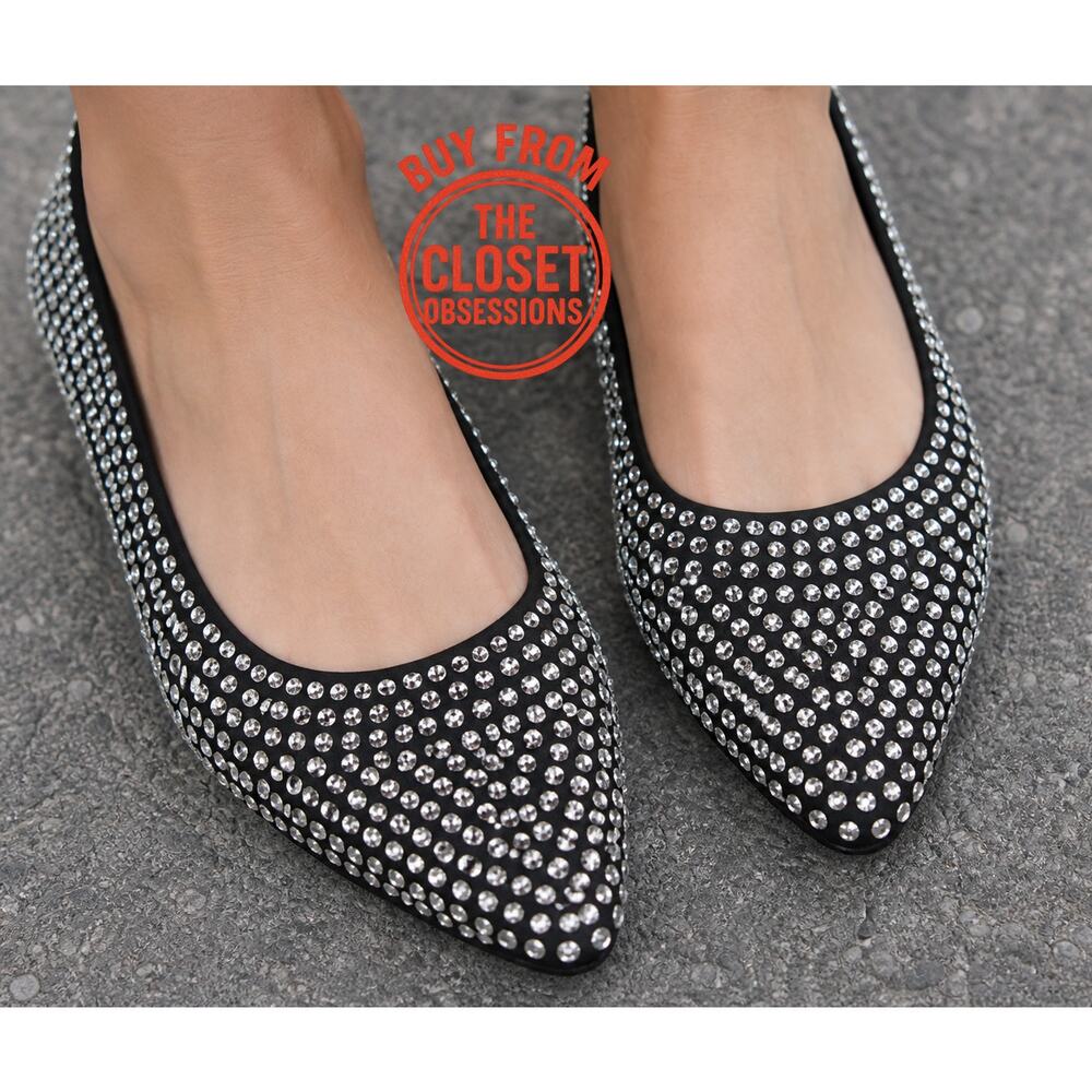 Zara Rhinestone Pointed Toe Flats Sparkle Ballet Flats Dressy NWT 7.5 8
